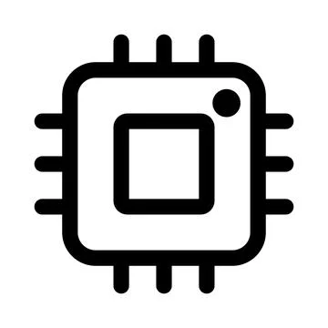 Hardware chip icon line isolated on white background. Black flat thin icon .. 스톡 일러스트