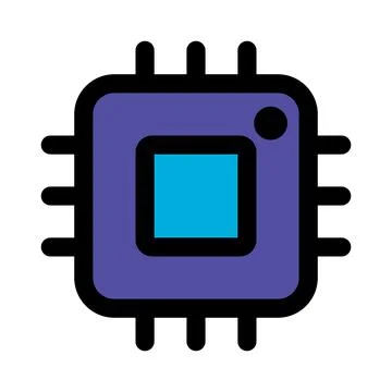 Hardware chip icon line isolated on white background. Black flat thin icon .. 스톡 일러스트