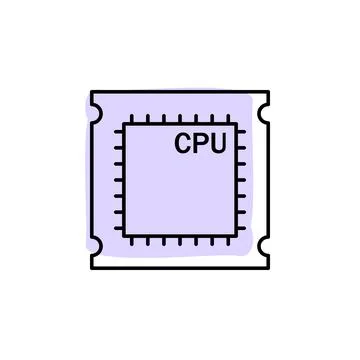 Hardware, chip, processor with color shadow vector icon in hardware set Illustrazione stock