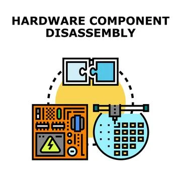 Hardware component disassembly and technology engineering concept Ilustración de archivo