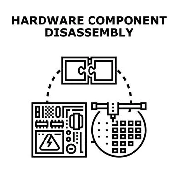 Hardware component disassembly and technology engineering concept Ilustración de archivo