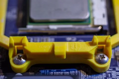 A hardware component inside a desktop pc system prepared for cooling install Stock Photos
