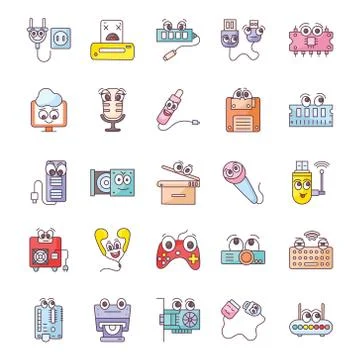 Hardware Components Doodle Vector Pack Stock Illustration