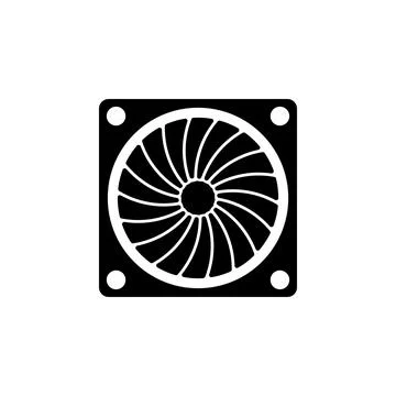 Hardware Computer Fan, PC Cooler Solid Flat Vector Icon Isolated on White Bac イラスト素材