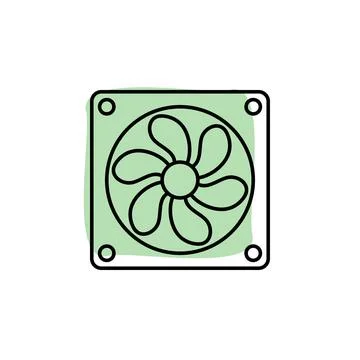 Hardware, cooler, pc with color shadow vector icon in hardware set Stock Illustration