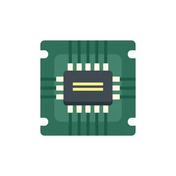 Hardware cpu icon flat vector. Chip circuit 库存插图