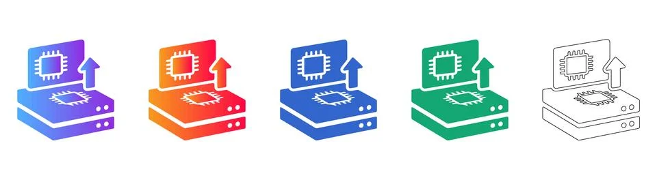 Hardware CPU Processor Upgrade Icon Set Ilustración de archivo