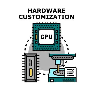 Hardware customization concept with computer processor and electronic compo.. Stock Illustration