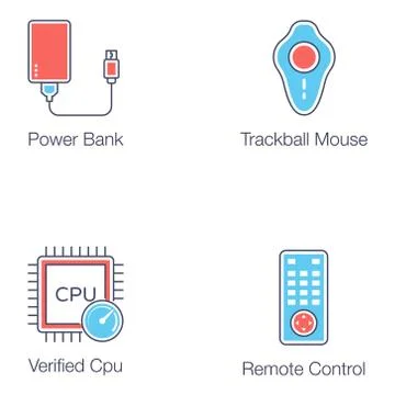 Hardware Devices Flat Icons Pack Stock Illustration