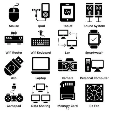 Hardware Devices Icons Pack Stock Illustration