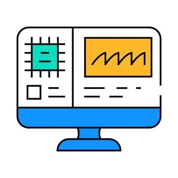 Hardware diagnosis repair computer icon color illustration Stock Illustration