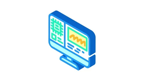 Hardware diagnosis repair computer isometric icon animation Video stock 327288222