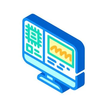 Hardware diagnosis repair computer isometric icon vector illustration Stockillustratie