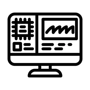 Hardware diagnosis repair computer line icon vector illustration Illustrazione stock