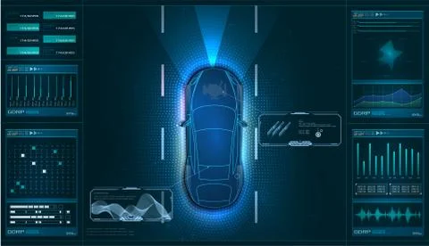 Hardware diagnostics condition of car, scanning, test, monitoring, analysis.  Stock Illustration