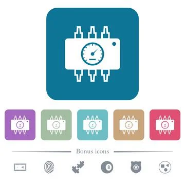 Hardware diagnostics flat icons on color rounded square backgrounds Illustrazione stock