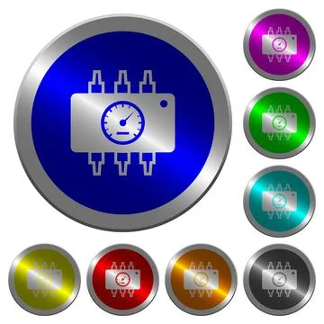 Hardware diagnostics luminous coin-like round color buttons Stock-Illustration