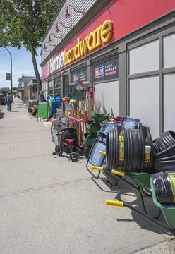 Hardware Display on a Sidewalk Stock Photos