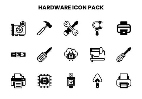 Hardware DuoTone Bundle Icons Pack Stock Illustration
