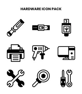 Hardware DuoTone Bundle Icons Pack Stock Illustration