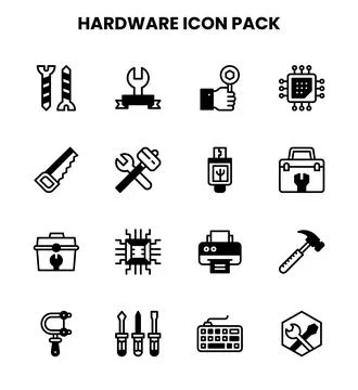 Hardware DuoTone Collection Icons Pack Illustrazione stock