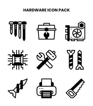 Hardware DuoTone Collection Icons Pack Stock Illustration