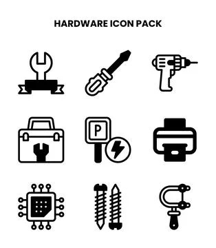 Hardware DuoTone Design Icons Pack Stock Illustration