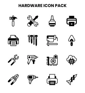 Hardware DuoTone Graphics Icons Pack Stock Illustration