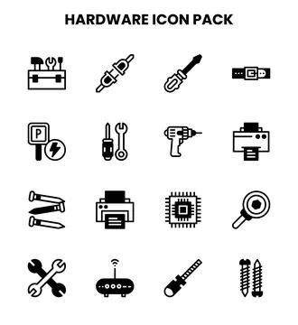 Hardware DuoTone Vector Icons Pack Illustrazione stock