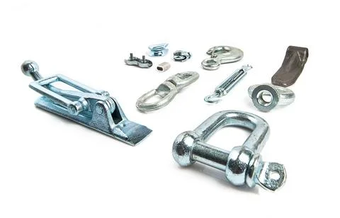 Hardware elements over isolated white background Fotos Stock