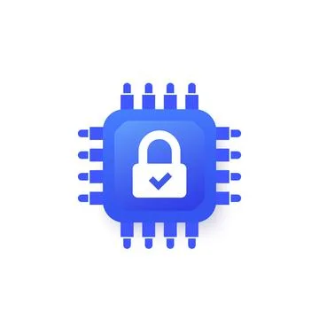Hardware encryption icon with a chip 스톡 일러스트