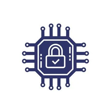 Hardware encryption icon with chipset Stockillustratie