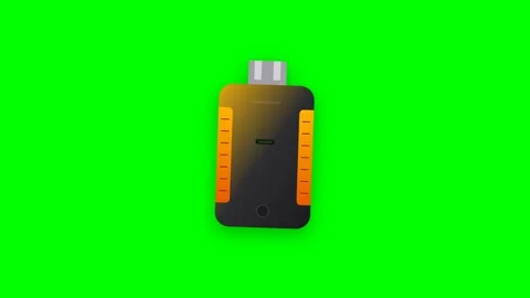 Hardware Encryption USB Key with Gunmetal and Orange Accents and Blinking G.. Stock Footage 346611692