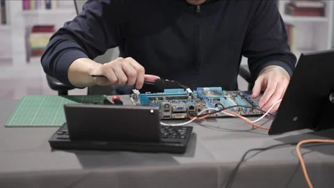 Hardware engineer programming new technology for artificial intelligence Stock-Footage 295394894