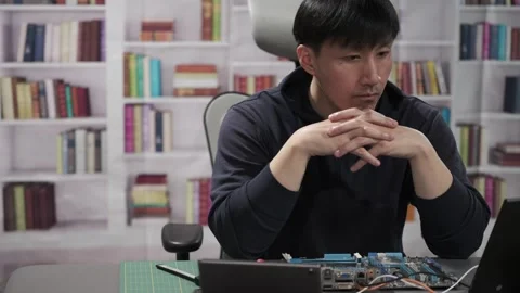 Hardware engineer programming new technology for artificial intelligence Stock Footage 295394908