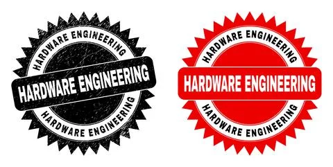 HARDWARE ENGINEERING Black Rosette Stamp with Unclean Texture Illustrazione stock