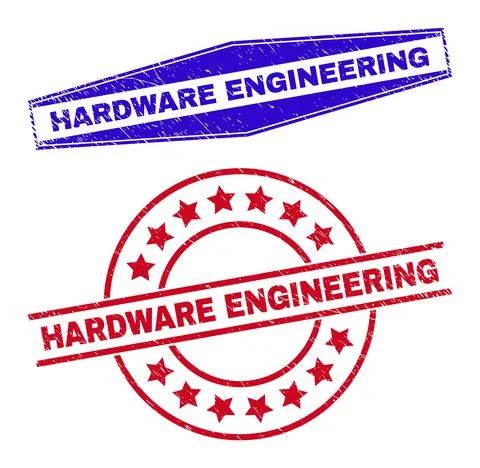 HARDWARE ENGINEERING Corroded Stamps in Circle and Hexagon Shapes 스톡 일러스트