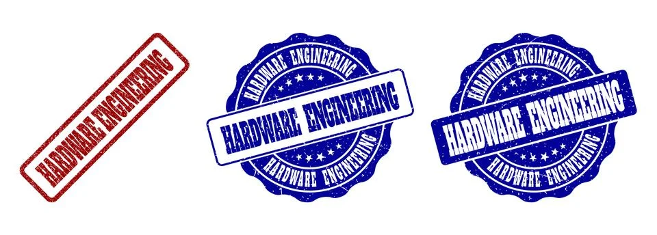 HARDWARE ENGINEERING Grunge Stamp Seals 스톡 일러스트