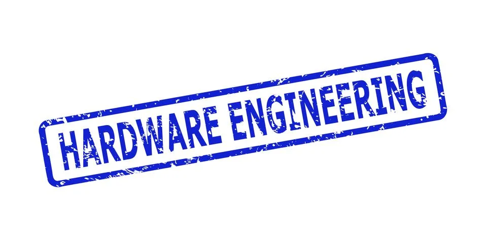 HARDWARE ENGINEERING Stamp with Unclean Style and Rounded Rect Frame Stock Illustration