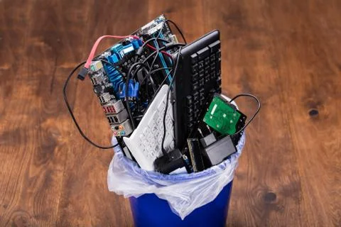 Hardware Equipment In Dustbin Stock Photos