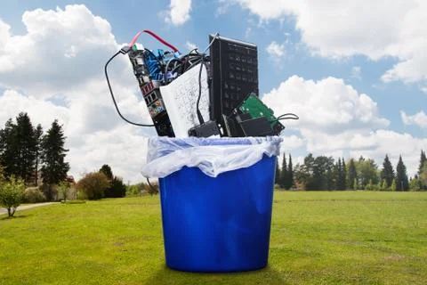 Hardware Equipment In Dustbin Stock Photos