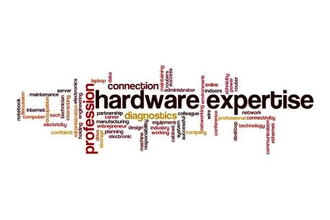 Hardware expertise word cloud concept Stock Illustration