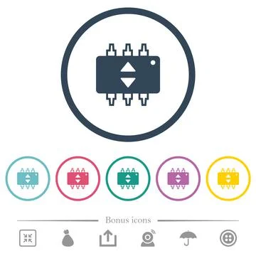 Hardware fine tune flat color icons in round outlines Stock Illustration