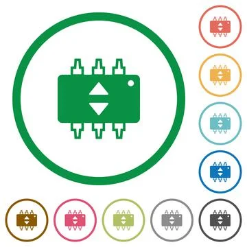 Hardware fine tune flat icons with outlines Stock Illustration