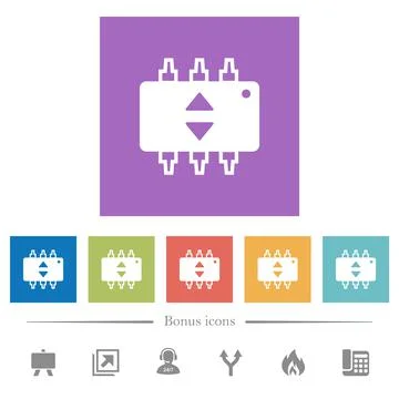 Hardware fine tune flat white icons in square backgrounds Stock Illustration