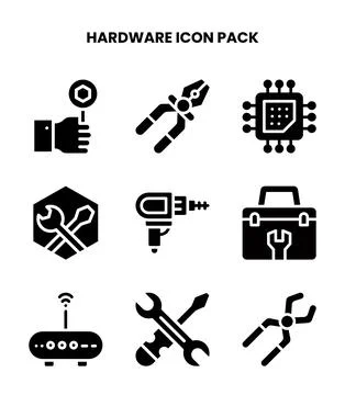 Hardware Glyph Graphics Icons Pack 스톡 일러스트