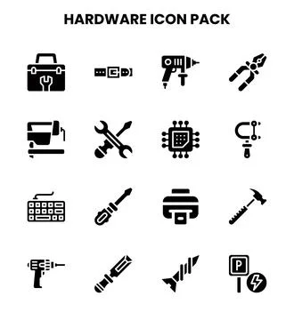 Hardware Glyph Vector Icons Pack イラスト素材