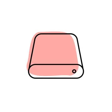 Hardware, hard disk with color shadow vector icon in hardware set Stock Illustration