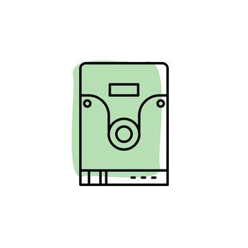 Hardware, hard disk with color shadow vector icon in hardware set Stock Illustration