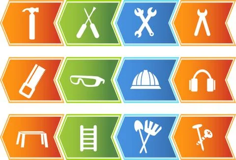 Hardware icons Stock Illustration